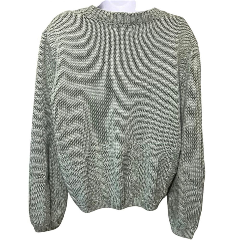 Vtg Ramie Cotton Blend Heavy Cable Knit Cardigan Sz M Preppy Classic Cottage 90s - Picture 3 of 6